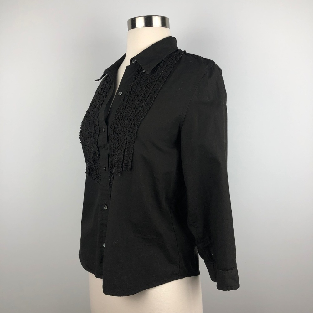 Calvin Klein Brown Ruffled Cropped Shirt Top - Picture 2 of 7